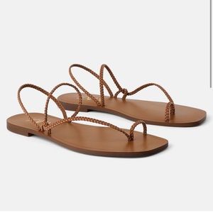 ZARA Leather Flat Toe Sandals